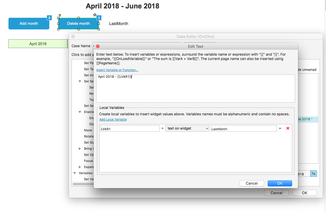 Set text on widget Repeater Item.isFirst + Item.isLast Axure RP 8